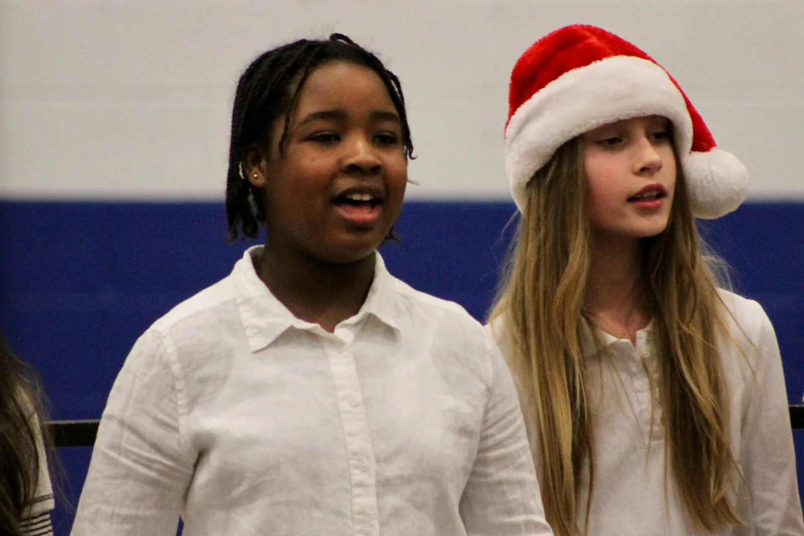 close up of students singing