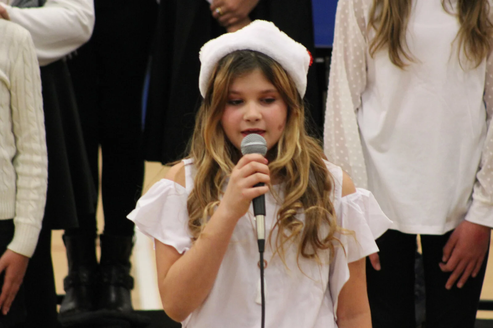 close up of student singing